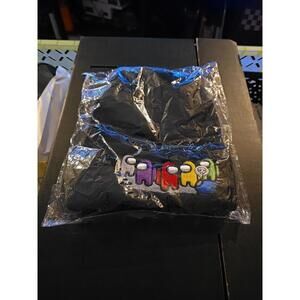 Embroidered Among Us Black Cotton Cuffed Knit Beanie Hat NEW